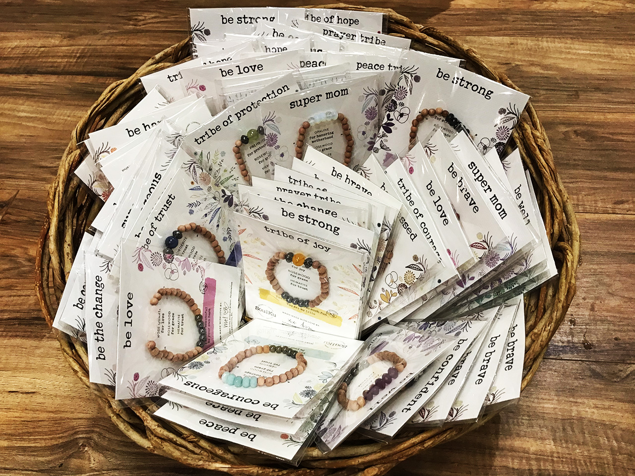 Bracelets made by stay at home moms with intentions
